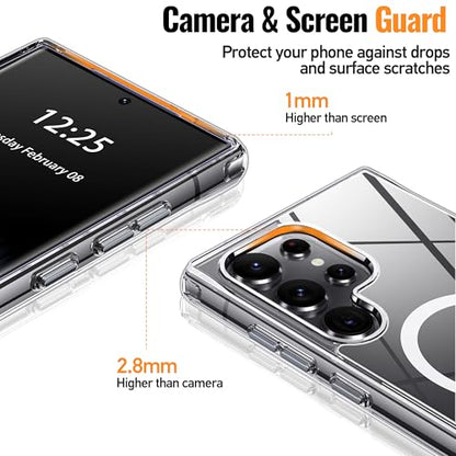 Oterkin Magnetic for Samsung Galaxy S25 Ultra Case Clear [Compatible with MagSafe][Anti-Yellowing][Built-in 4 Airbags][Military Grade Protection][Shockproof Slim] S25 Ultra Phone Case (Clear) - color: S25 Ultra-Clear, size: Galaxy S25 Ultra Case