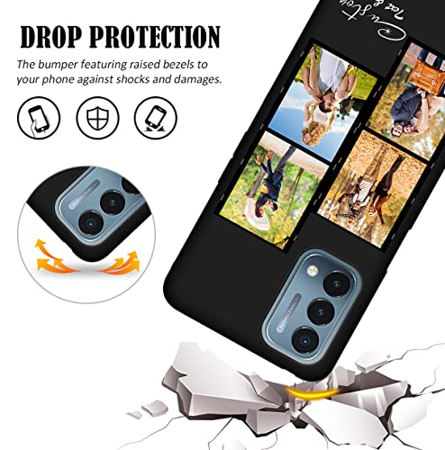 Custom Phone Case for OnePlus Nord N200 5G Multi-Picture Collages Text, Customized Personalized Phone Cover Anti-Scratch Soft Protective TPU Black Thin Cases 6.49-inch - color: Black 04 - Film, 4 Photos Name