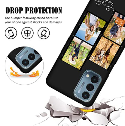 Custom Phone Case for OnePlus Nord N200 5G Multi-Picture Collages Text, Customized Personalized Phone Cover Anti-Scratch Soft Protective TPU Black Thin Cases 6.49-inch - color: Black 04 - Film, 4 Photos Name