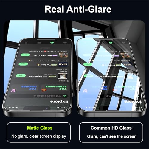 2 Pack Matte Screen Protector for iPhone 13/14 / 13 Pro / 16e (6.1 Inch) with Auto Alignment Quick Fit Frame, Anti Glare Anti Fingerprint Easy Installation Tempered Glass