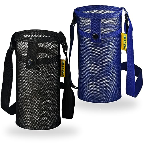 Water Bottle Holder with Strap for Walking, Hiking - color: blue & black