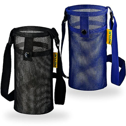 Water Bottle Holder with Strap for Walking, Hiking - color: blue & black