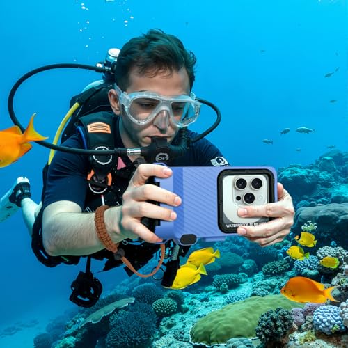 33ft Snorkeling Phone Case, Gen 4 IP68 Waterproof Housing for iPhone 16/15/14/13/12/11 Pro Max Samsung Galaxy S24/S23/S22, Touchscreen Full Protection - color: Black_Blue