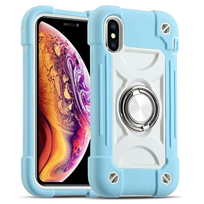 MARKILL Compatible with iPhone Xs Max Case 6.5 Inch with Ring Stand, Heavy-Duty Military Grade Shockproof Phone Cover with for iPhone Xs Max. - color: Ice Blue, size: iPhone XS Max 6.5"