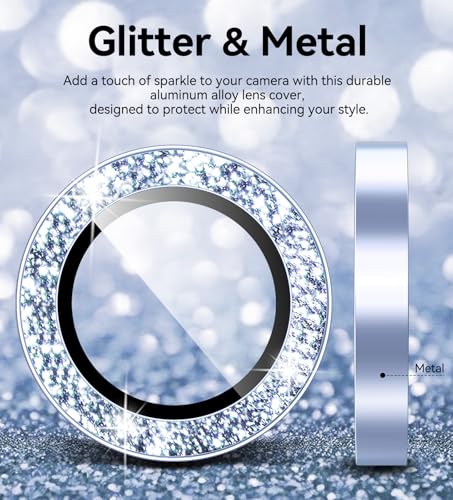 Matekxy for iPhone 17 Camera Lens Protector Glitter Individual Cover - color: Mist Blue