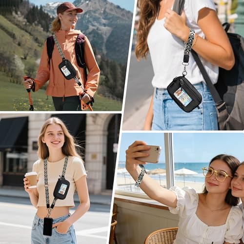 Clip and Go Strap for Phone with Wallet Crossbody Lanyard (Black Blue) - color: Black Blue