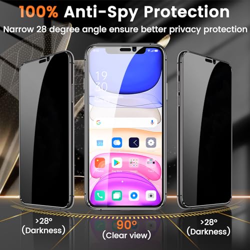 Lesakit 3+3 Pack Privacy Screen Protector for iPhone 11 6.1-Inch with 3 Pack Camera Lens Protector, Anti Spy Tempered Glass Film 9H Hardness Bubble Free Case Friendly - size: iPhone 11