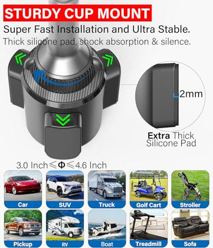 APPS2Car Solid Cup Holder Tablet Mount for Car, iPad Car Mount for Truck - size: 4.7 to 12.9 inches