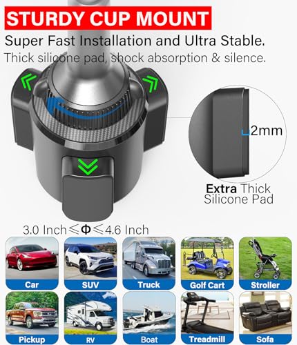 APPS2Car Solid Cup Holder Tablet Mount for Car, iPad Car Mount for Truck (Pack of 2) - size: 4.7 to 12.9 inches (Pack of 2)