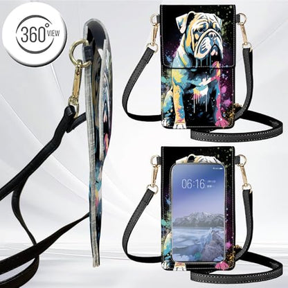 for Women Cell Phone Purse,with Touchscreen Cell Phone Purse,PU Leather Shoulder Bag Waterproof Phone Wallet Case with Clear Touch Screen Window up to 6.7 inch Smartphone, - color: Colorful Cute Dog -242