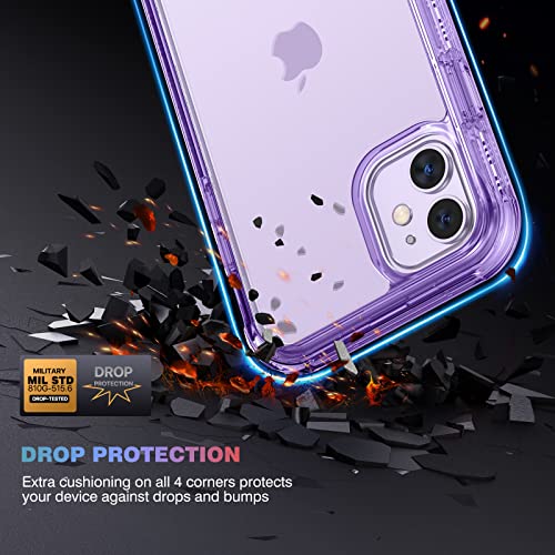 Diaclara Compatible with iPhone 11 Case, Full Body Rugged with Built-in Touch Sensitive Anti-Scratch Screen Protector, Soft TPU Bumper Case Clear Compatible with iPhone 11 6.1" (Clear Purple) - color: Clear Purple, size: iPhone 11