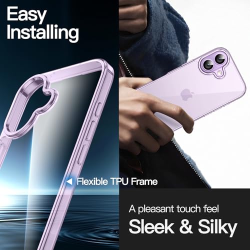 JETech Case for iPhone 17 6.3-Inch, Non-Yellowing Shockproof Phone Bumper Cover, Anti-Scratch Clear Back (Purple) - color: Purple, size: iPhone 17