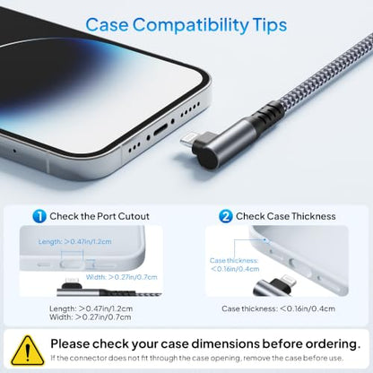 Elebase for iPhone 14 Car Charging Cable with USB Adapter 6.6FT - color: Angled-Gray, size: 6.6 FT