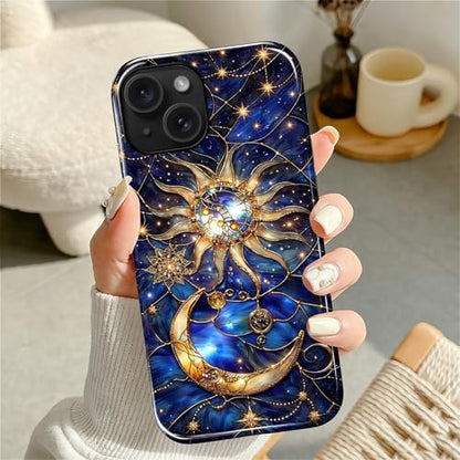Case Compatible with iPhone 15 Plus, Cute Dual Layer Hybrid Phone Cover, Military Grade Drop Protection, Aesthetic Shockproof Phone Case for Women Girls, Galaxy Sun Moon - color: Galaxy Sun Moon, size: Iphone 15 Plus