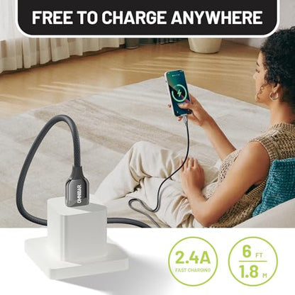 Woven USB A to Lightning Cable 6FT, Apple MFi Certified iPhone Cord - color: A to L Braided Black