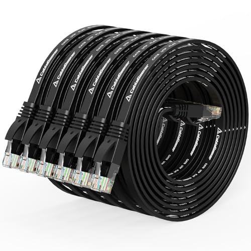 CableGeeker Cat 6 Flat Ethernet Cable 5ft 6Pack, 10Gbps, Black - color: Black-Flat, size: 5ft