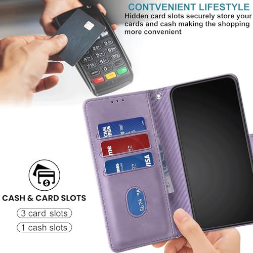 Case Wallet for Motorola Moto G Power 2025/ G Power 2026, Purple | RFID Blocking, 3 Card Holder Stand, Shockproof TPU Shell, PU Leather Magnetic Closure, 6.8-inch - color: Purple