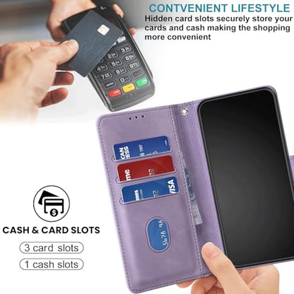 Case Wallet for Motorola Moto G Power 2025/ G Power 2026, Purple | RFID Blocking, 3 Card Holder Stand, Shockproof TPU Shell, PU Leather Magnetic Closure, 6.8-inch - color: Purple