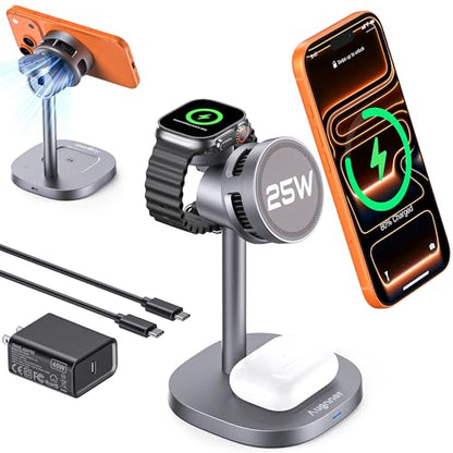 25W Qi2.2-Certified Wireless Charging Stand TEC Cooling High-Grade Alloy
