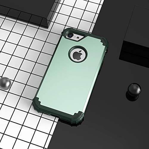 IDweel for iPhone 8 Case with Tempered Glass Screen Protector, for iPhone 7 Case, 3 in 1 Shockproof Slim Hybrid Heavy Duty Hard PC Cover Soft Silicone Bumper Full Body Case,Mint Green - color: Mint