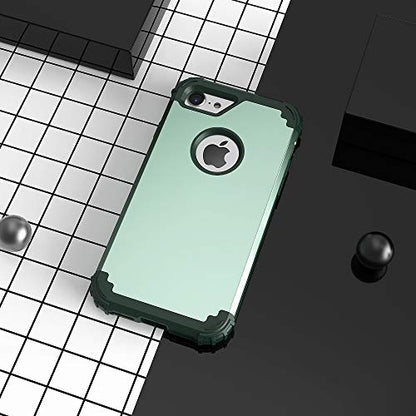 IDweel for iPhone 8 Case with Tempered Glass Screen Protector, for iPhone 7 Case, 3 in 1 Shockproof Slim Hybrid Heavy Duty Hard PC Cover Soft Silicone Bumper Full Body Case,Mint Green - color: Mint