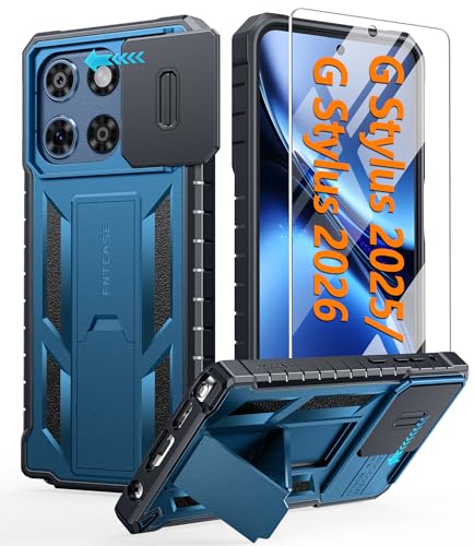 FNTCASE for Moto G Stylus 5G 2026/2025 Phone Case with Slide Camera Cover | Built in Kickstand, Military Grade Dropproof Protection, Heavy Duty Rugged Phonecase, Outdoor Protection - color: Blue, size: For Moto G Stylus 2025/Stylus 2026 (6.7 Inch)