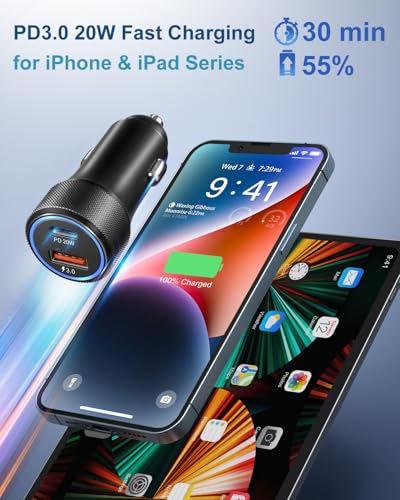 USB C Car Charger 3Pack, OKRAY 36W Fast Charging PD+QC 2-Port Car Chargers - color: Black, size: 3-Pack