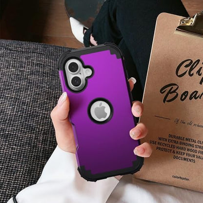 IDweel for iPhone 17 Case with Screen Protector for Men, 3 in 1 Shockproof Slim Fit Hybrid Heavy Duty Hard PC Cover Soft Silicone Bumper Full Body Anti-Fingerprint Case, Dark Purple - color: Dark Purple