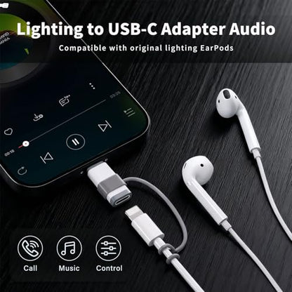 NICE BUDDY Type-C to Lightning Audio Adapter for iPhone 15-17, White