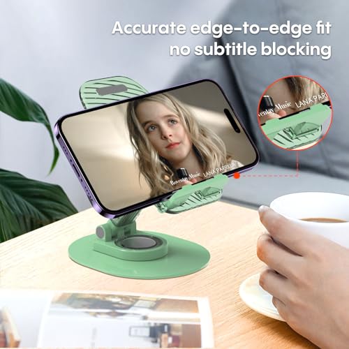 Foldable Desktop Phone Holder, Phone Holder on Desk Compatible with iPhone15, 14, 13 Pro Max Mini, Suitable for 3.5-12.9 inch Phones and Tablet Computer. (Green) - color: Green