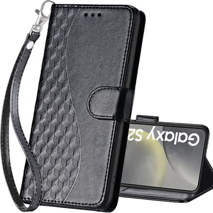 for Samsung Galaxy S25 Wallet case, Black | 3 Card Holders, Kickstand, Shockproof TPU Shell, PU Leather, Magnetic Closure, Protective Flip Folio Cover, Women - color: 3