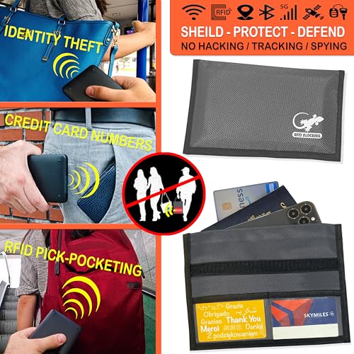 Gecko Travel Tech Faraday Bag Anti-Tracking GPS RFID Car Key Signal Blocker Wallet Shielding Pouch Protective Case for Cell Phone Car Key FOB, Data Privacy, Electronic Device Security (GRAY - NYLON) - color: GRAY - NYLON