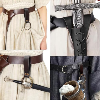 Belt Pouch Waist Bag Fanny Pack Steampunk Phone Holder Medieval Bag Leather Belt Renaissance Cosplay Costume Accessories - color: sword-brown