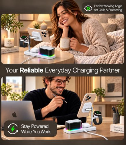5-in-1 Wireless Charging Station with Alarm Clock for iPhone 18