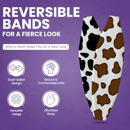 Switchbands Animal Phone Grip Strap 2 Pack – Reversible Elastic Strap, Adhesive-Free, Drop Protection, Anti-Theft Protection, Wireless Charging Compatible, Universal Phone Grip – Brown & Black Cows - color: Brown & Black Cows, size: Pack of 2