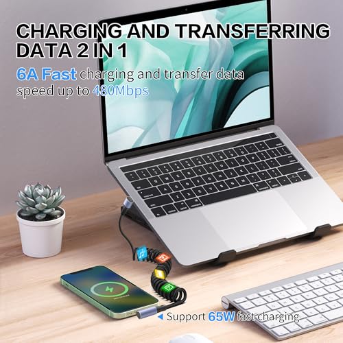 YACSEJAO 90 Degree Coiled USB C to USB C Cable 65W 1M/3.2FT, Right Angle - style: Right Angle