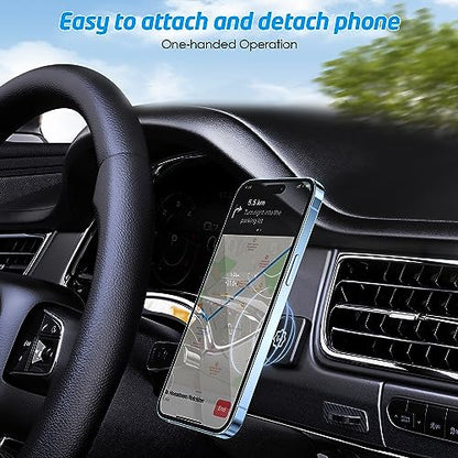 Rectangle Flat Stick On Dashboard Magnetic Car Mount Holder for Cell Phones and Mini Tablets with Fast Swift-Snap Technology - Extra Slim
