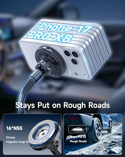 Upgraded Qi2 15W for Magnetic Cup Holder Charger, [More Stable & Faster Charging] Magnetic Car Mount Charger 15W Fast Charging with Adjustable Gooseneck for iPhone 17 Pro Max Air 16-12 Series