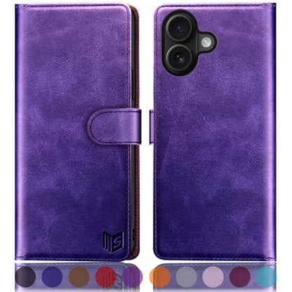 SUANPOT Compatible with iPhone 17 6.3" Wallet case with RFID Blocking Credit Card Holder,Flip Book PU Leather Protective Cover Women Men for Apple 17 Phone case Purple - color: Purple, size: iPhone 17 6.3"