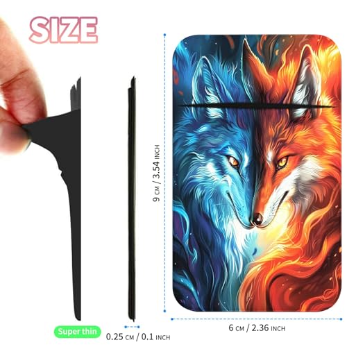 Phone Credit Card Holder Stick on, Phone Case Wallet, Cell Phone Pocket Self Adhesive Stretchy Lycra Stick on Wallet ID Credit Card Case Pouch Sleeve for All Smartphones, Red Blue Fox - color: Phone Case Wallet-611