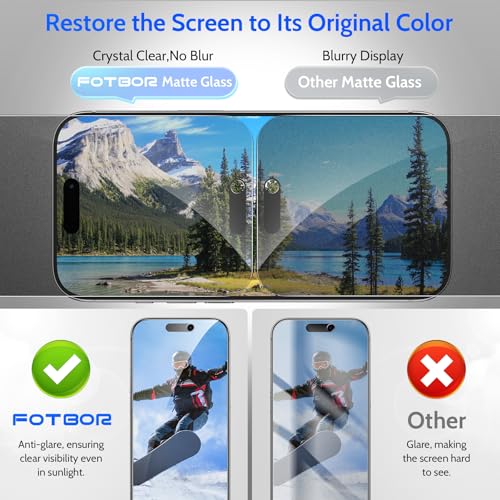 Fotbor [Ultra-Shield 26° True Privacy Screen Protector Compatible with iPhone 16 Pro, 2-Pack Elite Matte AG Etched Glass, 9H Anti-Shatter, with [Installation Master Kit] - size: iPhone 16 Pro-6.3 inch