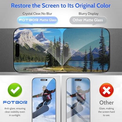 Fotbor [Ultra-Shield 26° True Privacy Screen Protector Compatible with iPhone 16 Pro, 2-Pack Elite Matte AG Etched Glass, 9H Anti-Shatter, with [Installation Master Kit] - size: iPhone 16 Pro-6.3 inch