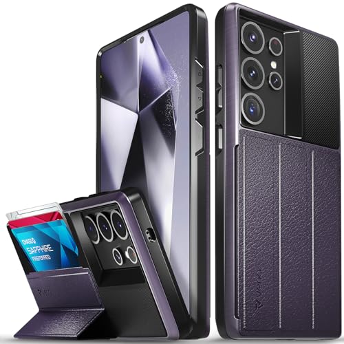 VENA vCommute for Samsung Galaxy S25 Ultra Wallet Case, Purple | Military-Grade Drop Protection, Premium Leather Magnetic Flap Cover, Hidden Card Holder, RFID Blocking, Multi-Angle Kickstand - color: Purple, size: S25 Ultra