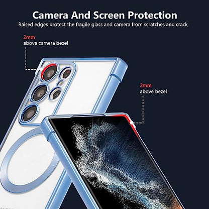 RALEAVO Magnetic Case for Samsung Galaxy S25 Ultra Clear Case Cover [Compatible with Magsafe & Military Grade Drop Protection] Transparent Shockproof Slim Plated Phone Cover - Blue - color: Blue, size: S25 Ultra