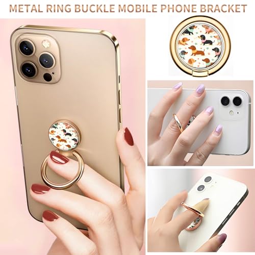 Cell Phone Ring Holder, Cute Metal Phone Grip Stand Finger Ring Kickstand, Flexible 360°Rotation Phone Tablet Case Accessories Compatible with Most Phones Cute Dachshund Dog - color: Cute Dachshund Dog