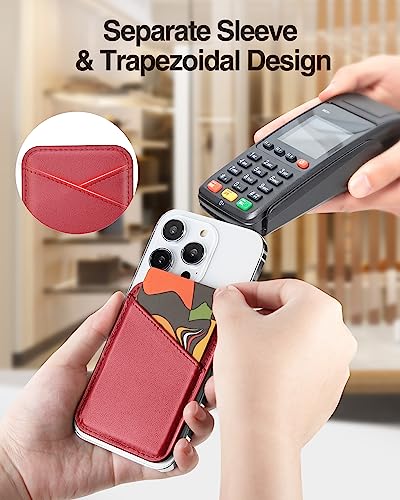 Miroddi for MagSafe Wallet, Ultra-Thin Magnetic Wallet with 2 Card Slots | RFID Blocking, No More Falling, Strongest Magnetic Card Holder for iPhone 17/16/15/14/13/12 Series & Pixel 10 Series, Red - color: Red