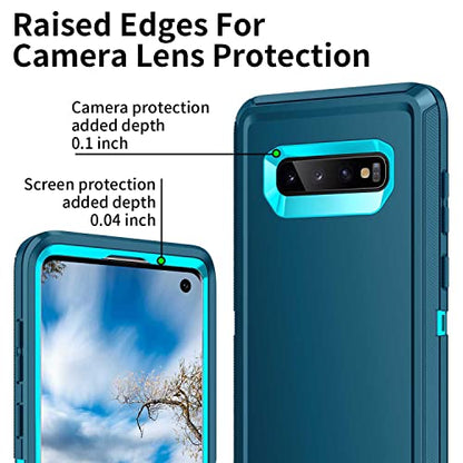 for Galaxy S10 Case,[Without Screen Protector] Heavy Duty Shockproof Dust/Drop Poof 3 Layers Full Bady Protection Rugged Cover for Galaxy S10 6.1",Turquoise - color: Turquoise