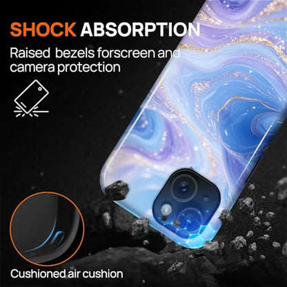 Case for iPhone 15 Plus, Shockproof Hybrid Protective Phone Case, Dual-Layer Drop Protection Anti-Scratch, Blue Purple Fluid - color: Blue Purple Fluid, size: iPhone 15 Plus