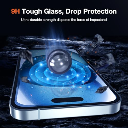 KUZOOM 2Pack Privacy 9H+ Tempered Glass Screen Protector for iPhone 15Plus - color: Black 15Plus