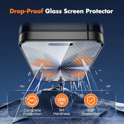 UNBREAKcable for iPhone 17 Screen Protector, 3-Pack Full Coverage Tempered Glass Screen [Military Grade Shatterproof] [9H Hardness] [Bubble Free] [Easy Installation] [99.99% HD Clear] for iPhone 17 - size: iPhone 17